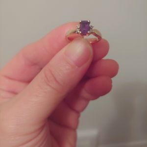 10k amethyst diamond ring